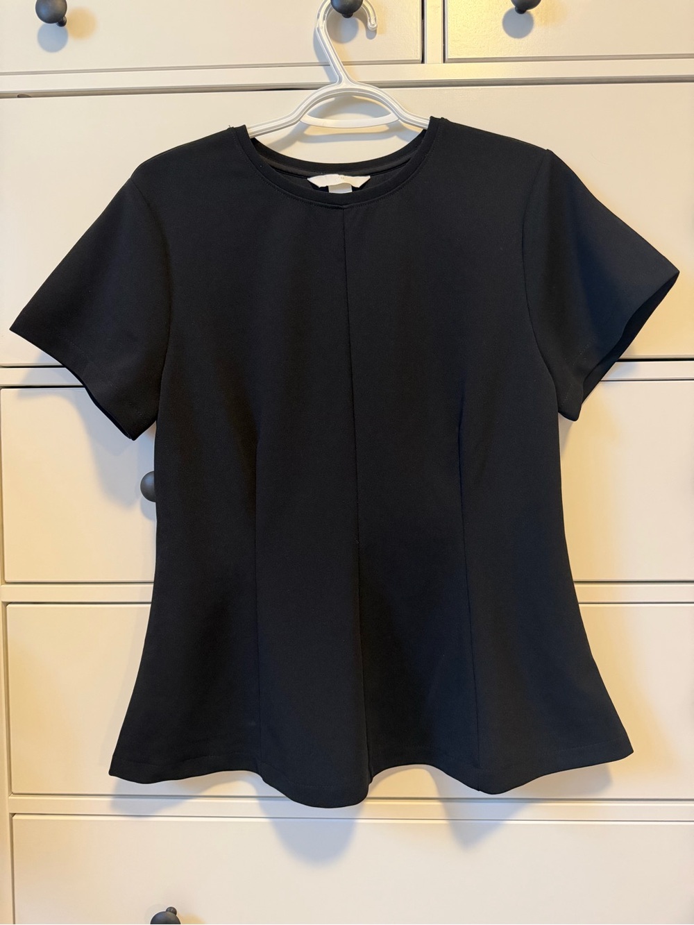 H&M Black Peplum Short-Sleeve Crewneck Top